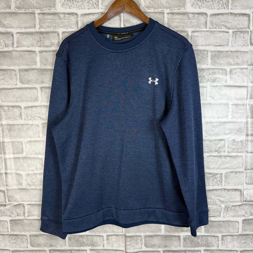 Under Armour Golf ColdGear Storm Sweater Mens Large Blue Crew Neck 1360503